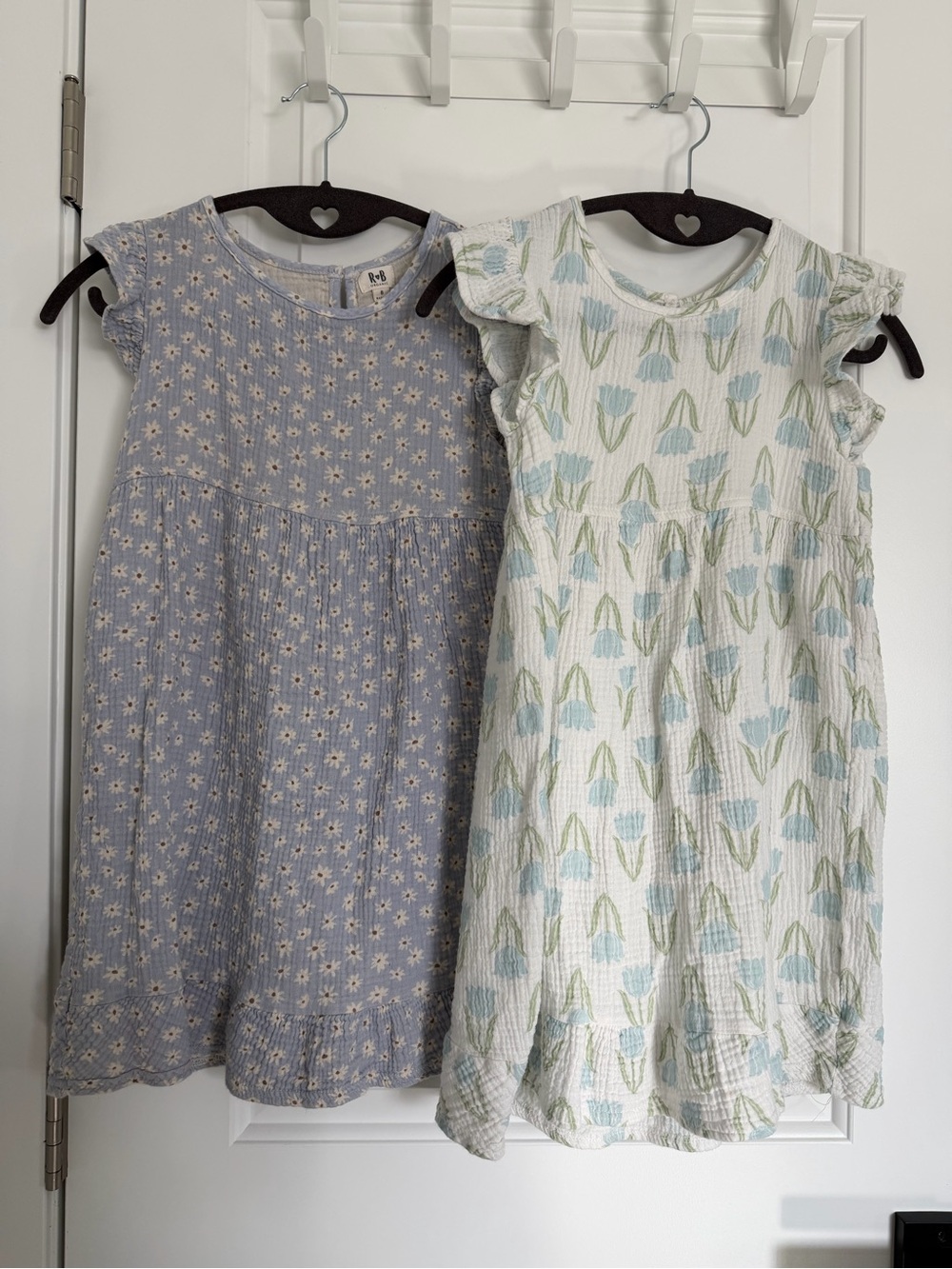 Kids Organic Cotton Flutter-Sleeve Dress - Blue Floral (size 8 girls)